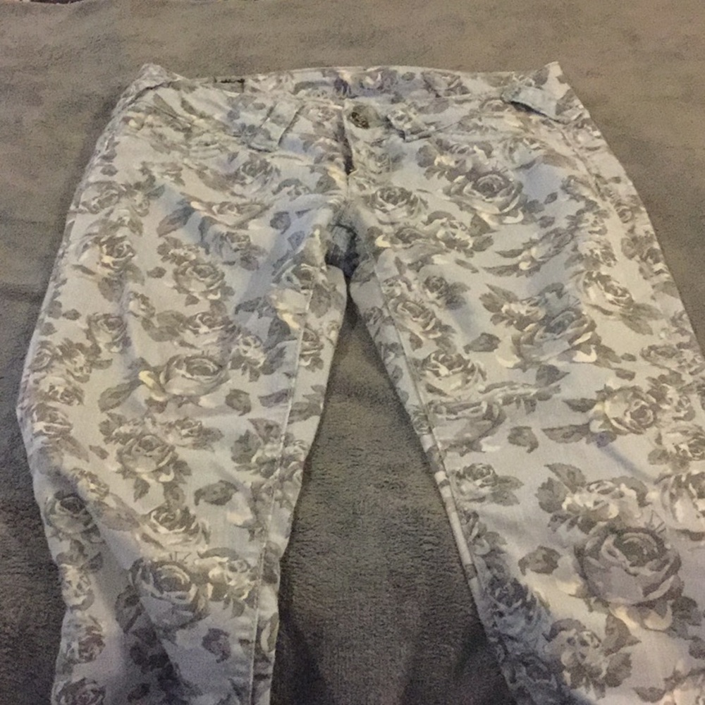 Light blue floral jeans